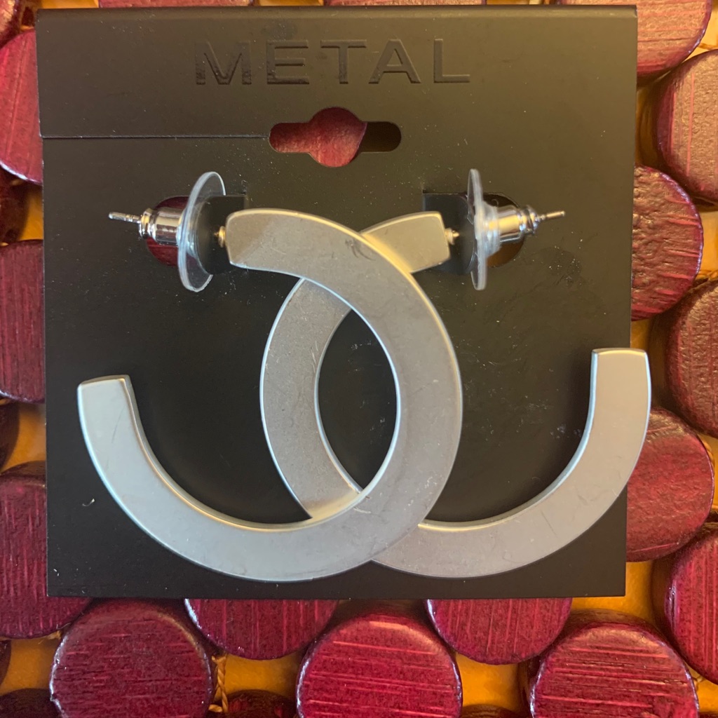 Metal Silver Colored Hoops. New With Tags.